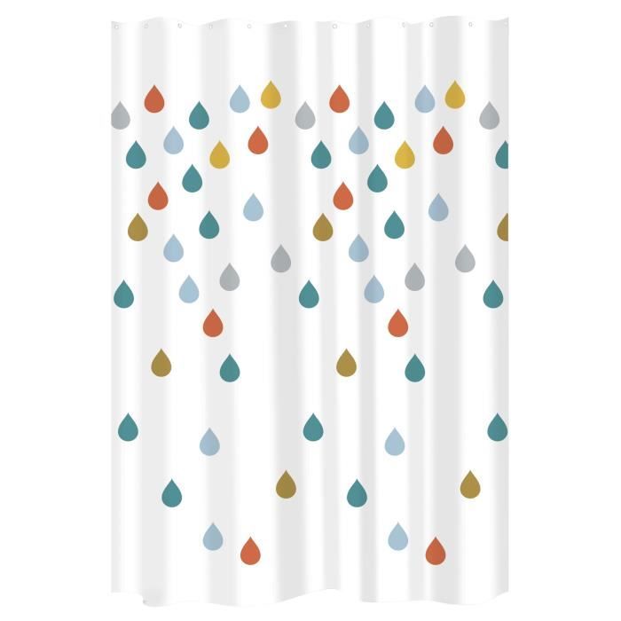 GELCO DESIGN Rideau de douche - 180x200 cm - Motif goutte - Multicolore