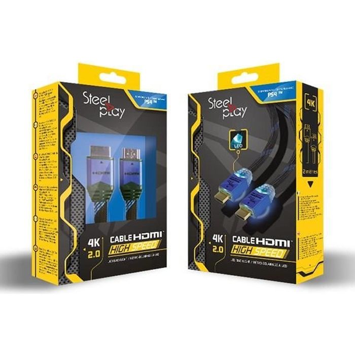 STEELPLAY Câble 4k 2.0 / HDMI - High speed - Ultra HD LED - Longueur : 2m - Pour PS3 / PS4