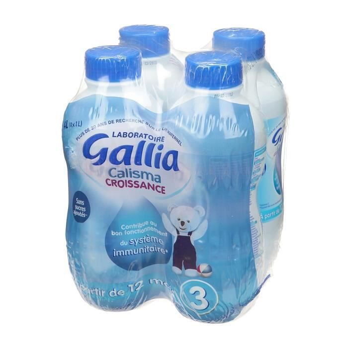 GALLIA Calisma Croissance Lait en bouteille 4x1 L A partir de 12 mois