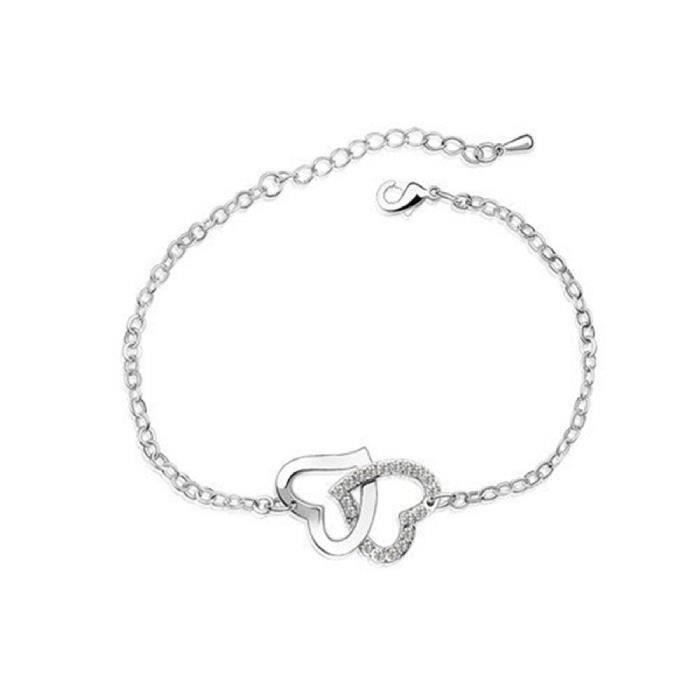 bracelet argent avec 2 coeurs bracelet argent avec 2 coeurs