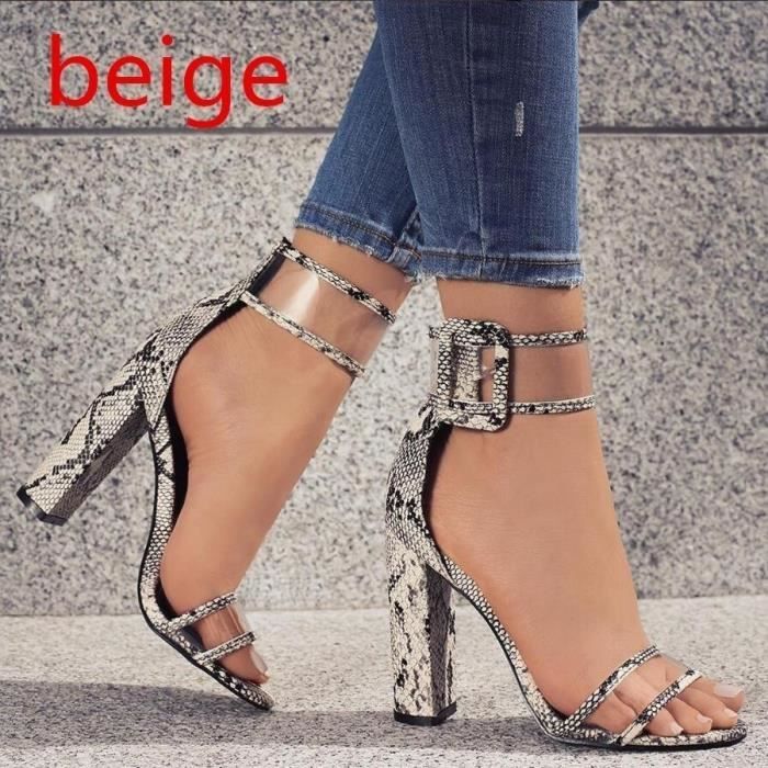 Hauts Ankle Robe Talons Transparent Femmes Sandales Strap Épais Sexy doeQxBCWrE