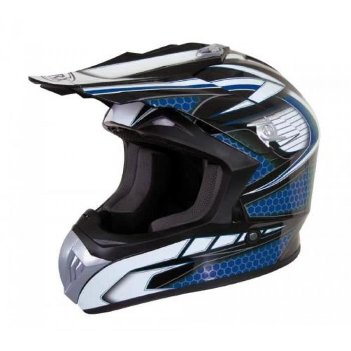 Casque Moto Cross Enduro Quad Atv Torx Marvin Bleu Taille Xs 53 54cm