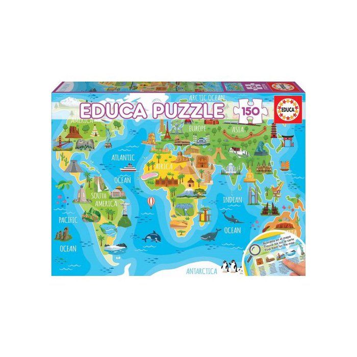 Puzzle Enfant Carte Du Monde Des Monuments Collection Histoire Et Geographie Mappemonde 150 Pieces Jeu Educatifs