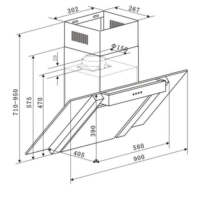 Klarstein RGL90WS - Hotte aspirante murale (90cm,2