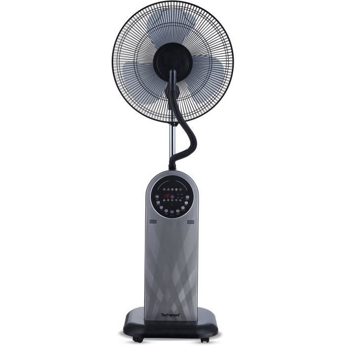 TECHWOOD Ventilateur Brumisateur - 95 watts - Hauteur 69 cm - 3 vitesses - Reservoir 1,8 L - Oscillant - Minuterie - Télécommande