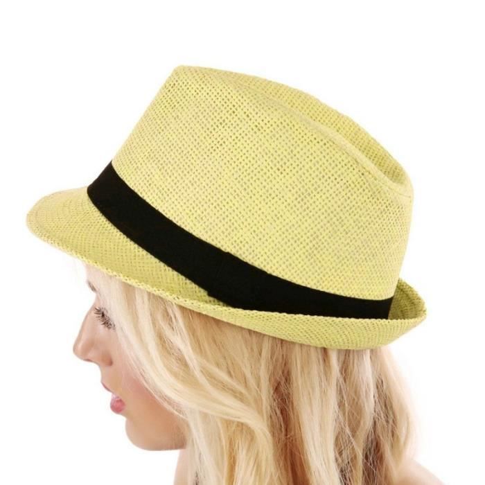 Chapeau Panama Fedora Femme - Chapeau De Plage En Paille Avec Bord Large 8cm