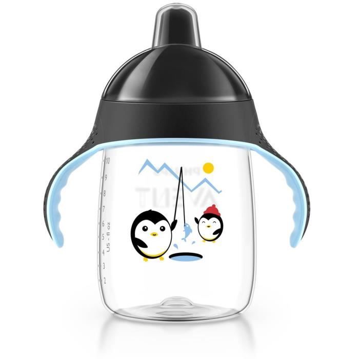 PHILIPS AVENT Tasse à bec souple 340 ml - Noir Pingouins