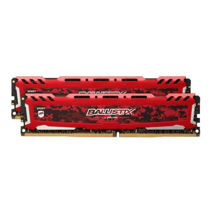 BALLISTIX - Mémoire RAM PC - Sport LT Rouge - DDR4 - 2X16Go - 3000 MHz - UDIMM (BLS2K16G4D30AESE)