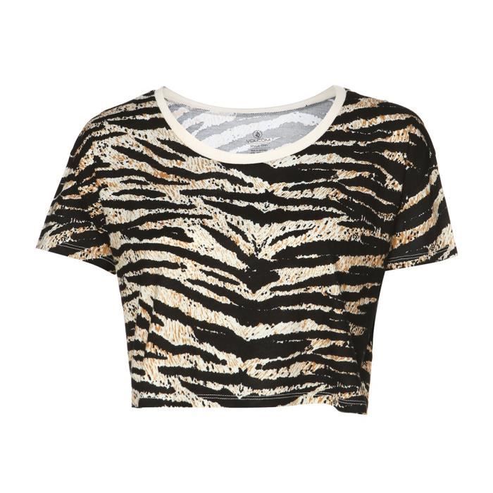 VOLCOM T-shirt Court Boxin Spice Gold - Femme - Beige et Noir