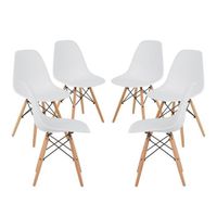 CHAISE Lot de 6 Chaises design scandinave Blanc Bois Natu CHAISE Lot de 6 Chaises design scandinave Blanc Bois Natu