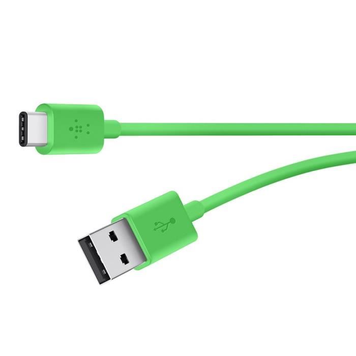 BELKIN Câble de recharge USB-A 2.0 vers USB-C (également dénommé USB Type-C) - Vert