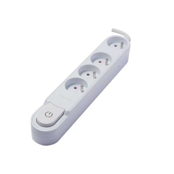 Bloc multiprise avec interrupteur 4 prises 16A 1.5m blanc - CHACON