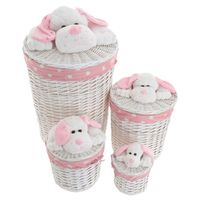 CASIER POUR MEUBLE Set 4 paniers saule tressé blanc/rose CASIER POUR MEUBLE Set 4 paniers saule tressé blanc/rose