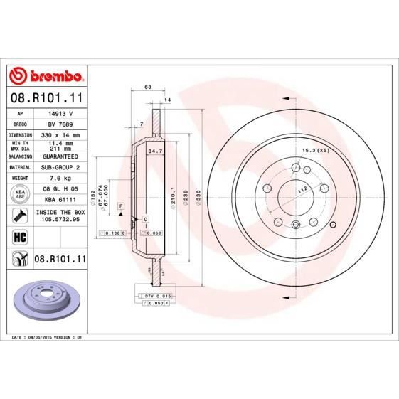 JEU DE DISQUES BREMBO 08.R101.11