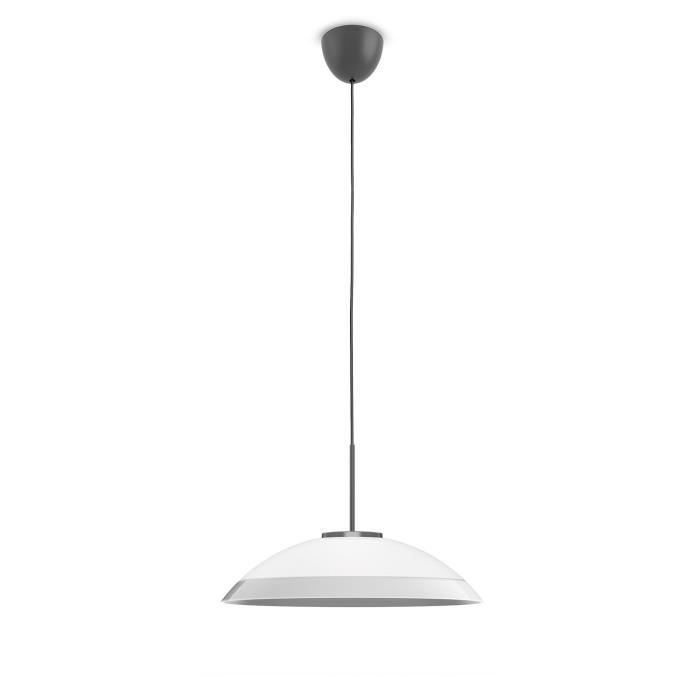 PHILIPS Suspension en verre LED Finavon - Argent - Ampoule incluse