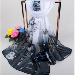 Foulard Fantaisie Femme Noir Et Blanc Imprimé Oiseaux