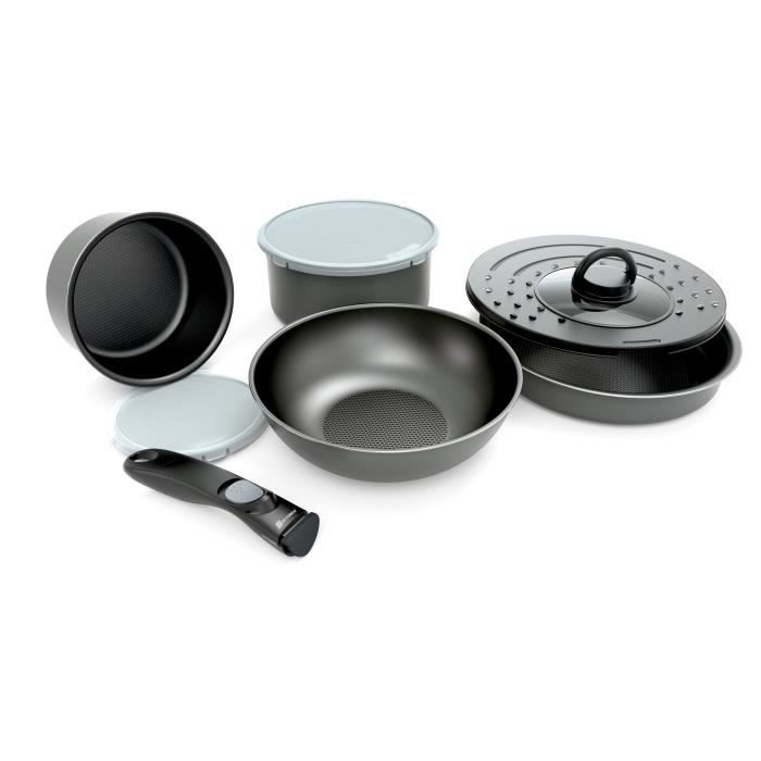 Batterie de cuisine 8 pièces avec 1 poignée amovible 180852 16-18-20-24-28cm Tous feux dont induction