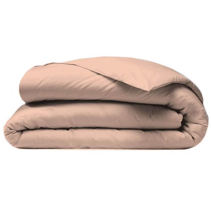 COTE DECO Housse de couette 100% percale de coton - 140x200 cm - Rose blush