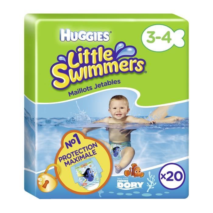 HUGGIES  20 Couches de bain Littles swimmers Maxi Pack Taille 3/4