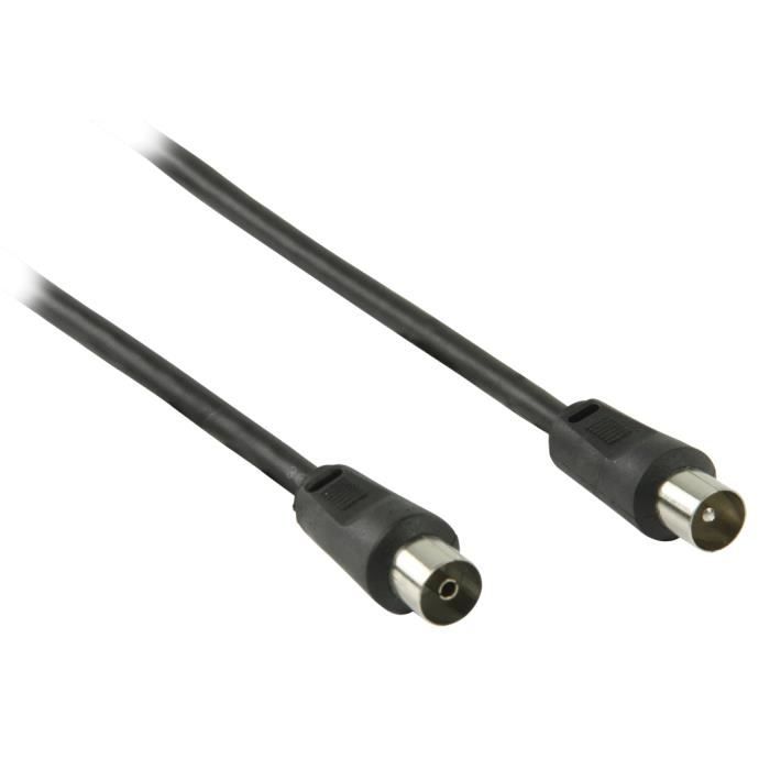VALUELINE Câble antenne coaxial Coax Mâle (IEC) - Coax Femelle (IEC) 1.50 m Noir