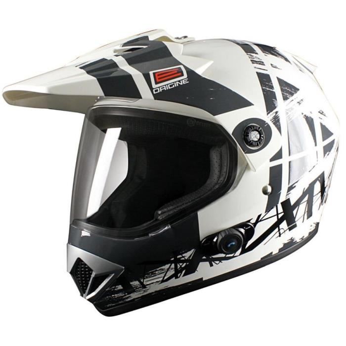 Casque Moto Enduro Origine Gladiatore Dakar Bluetooth Blanc