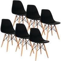 CHAISE Lot de 6 chaises design style DSW - Noire CHAISE Lot de 6 chaises design style DSW - Noire