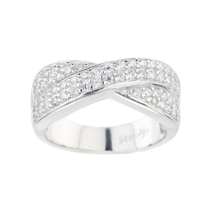 ID BIJOUX Bague Argent 925° Oxydes de Zirconium Femme
