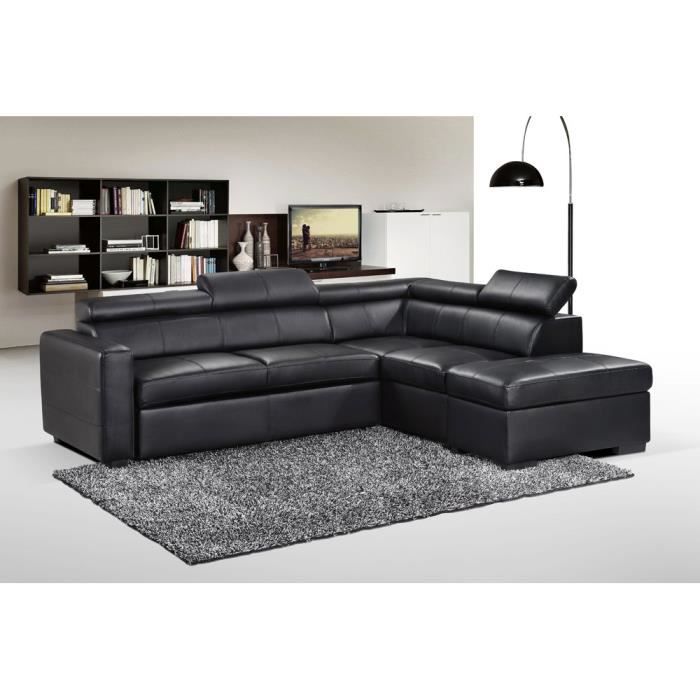 canape d angle convertible pu avec pouf multifonct