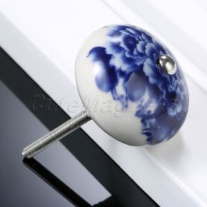 tirer portes pour armoires poignée Qualité peint bleu ballon rond bouton en céramique