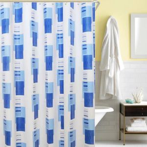 Rideau geometrique bleu - Achat / Vente pas cher
