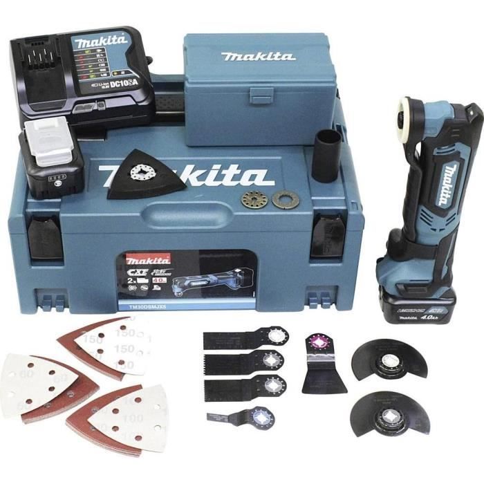 MAKITA Outil multifonctions TM30DSMJX5 - Livré avec 2 batteries 10,8 V, accessoires et coffret Makpac