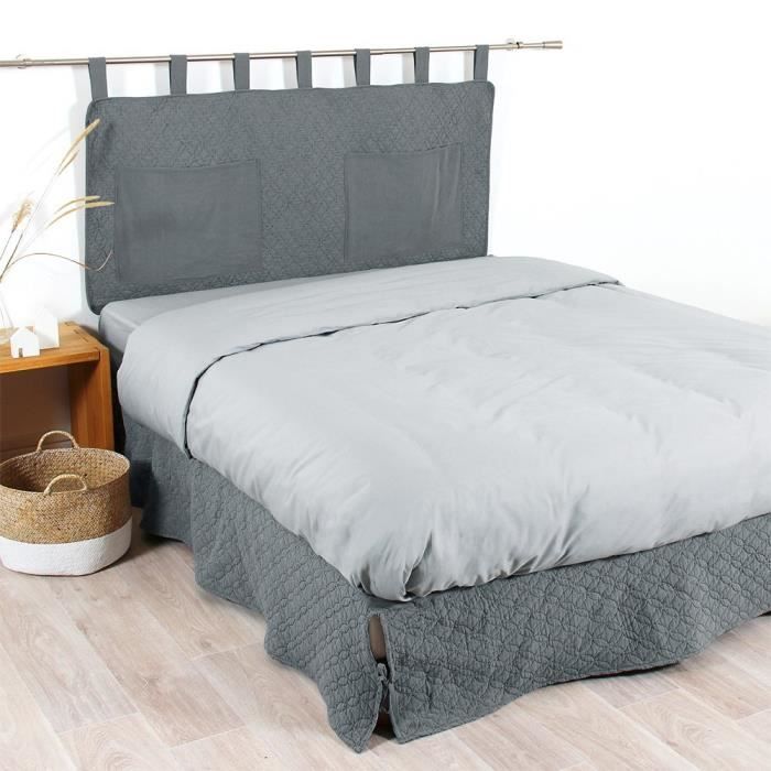 COTE DECO Cache sommier Microfibre lavée MOJI 90x190 cm - Gris anthracite