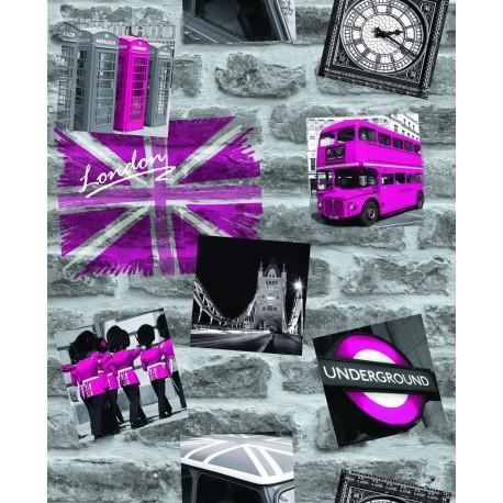 Papier Peint London Tag Rose - Achat / Vente papier peint ...