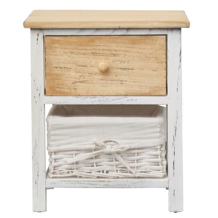 Mobili Rebecca Table De Chevet Nuit 2 Tiroirs Rangement Bois Clair