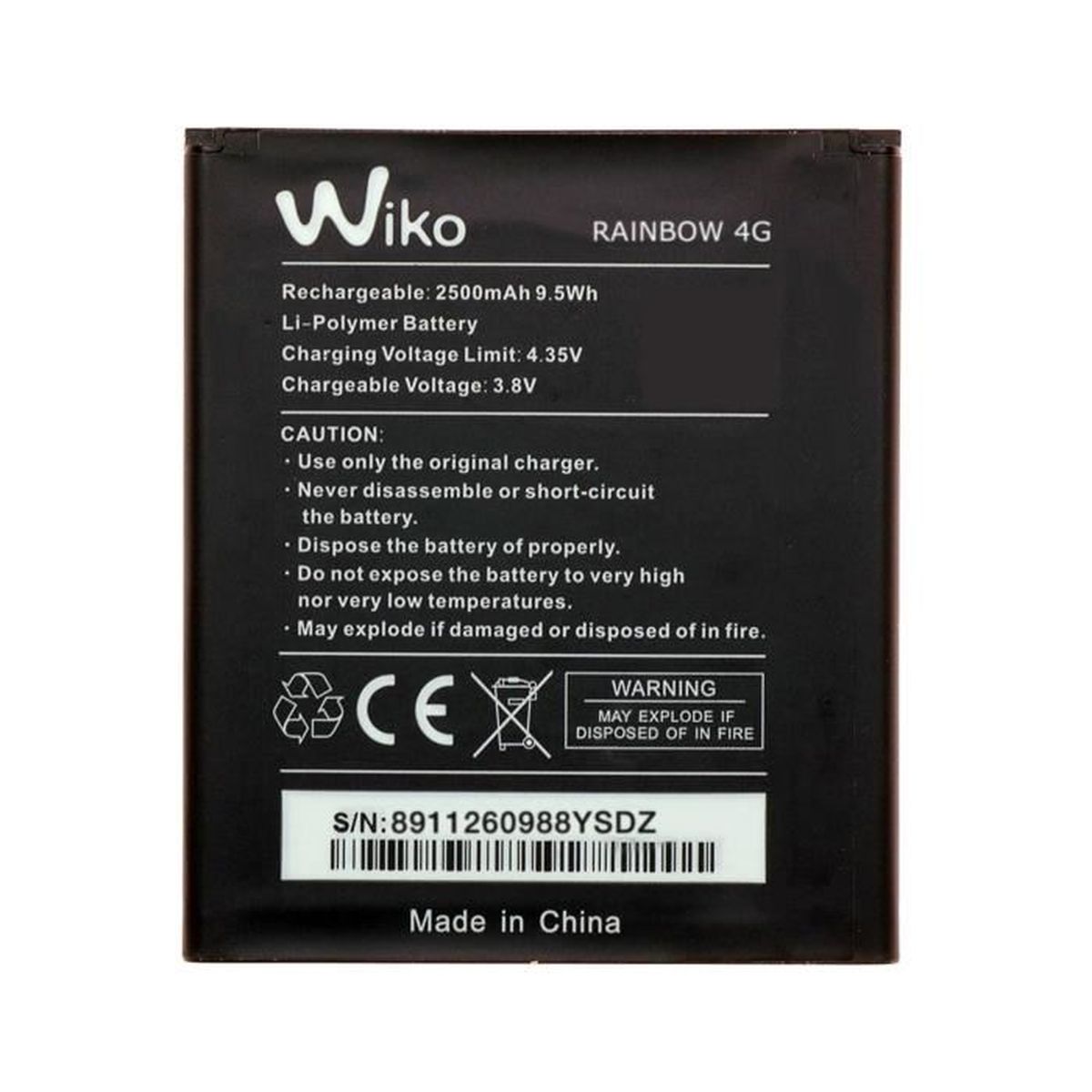 batterie originale wiko rainbow 4g 2500 mah