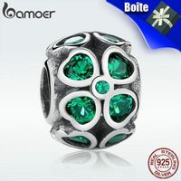 Charm's BAMOER Charms Argent 925 Vert Chance Trèfle pour E Charm's BAMOER Charms Argent 925 Vert Chance Trèfle pour E