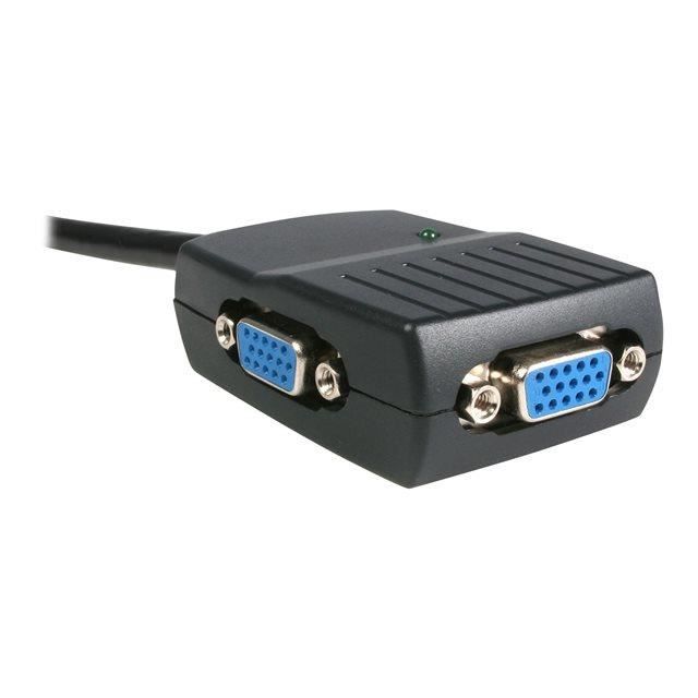 Câble répartiteur vidéo VGA 1x (M) vers 2x (F) - Splitter VGA alimenté par USB - 1x VGA (M) vers 2x VGA (F) - Noir - ST122LE