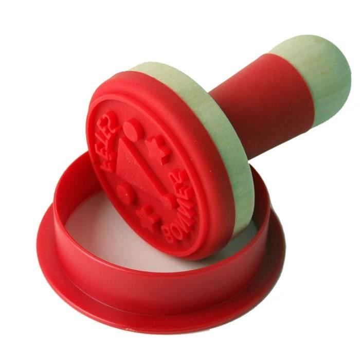 YOKO DESIGN Tampon à biscuits bonne fête avec emporte-pièce bois et rouge