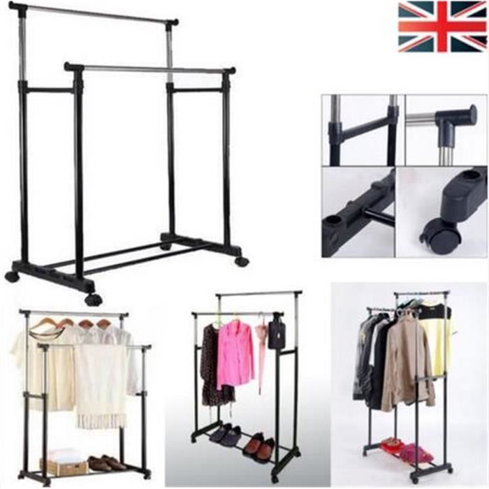 R glable Double Rangs V tement  Rack  Support Cintre 