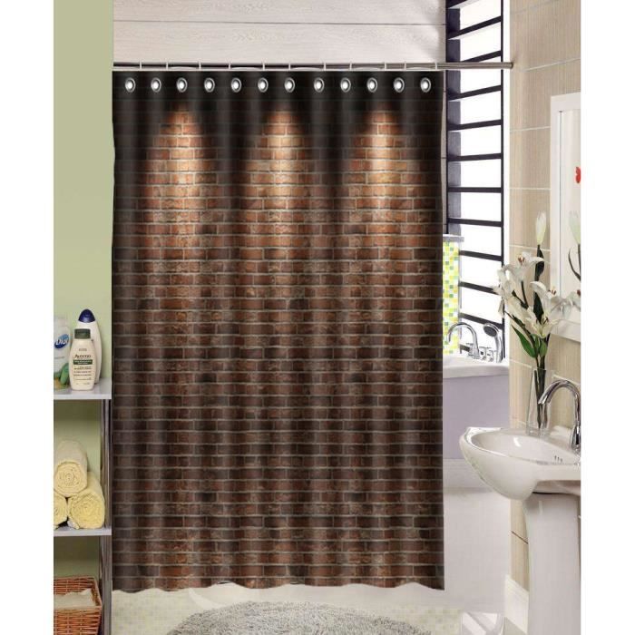 Mur de briques, marron Rideau de Douche 120x180CM(12 Crochets)3D ... Mur de briques, marron Rideau de Douche 120x180CM(12 Crochets)3D ...