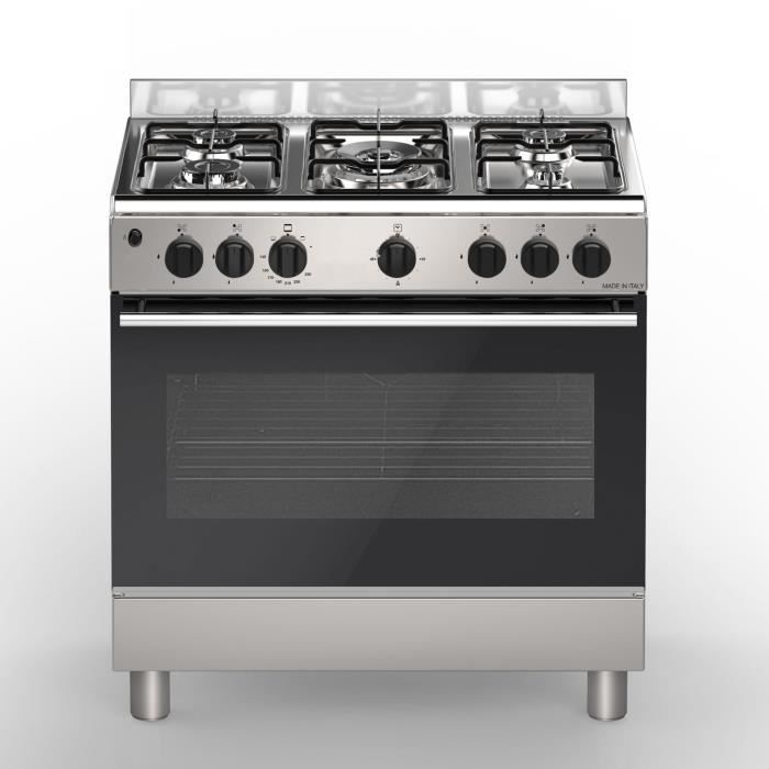 BOMPANI BŒ85IX Piano de cuisson gaz - 5 foyers - Four électrique - Catalyse - Inox