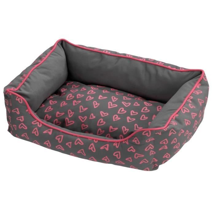 D&D Coussin Lovely Domino-Bed - 110 x 80 x 24cm - Gris / Rose