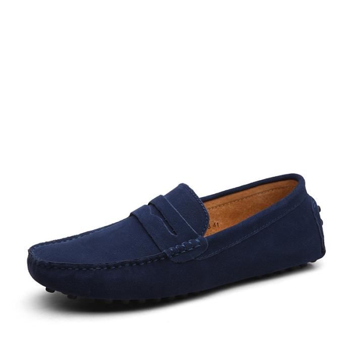 IZTPSERG Nubuck Cuir mocassin Homme Conduire ch... Bleu ...