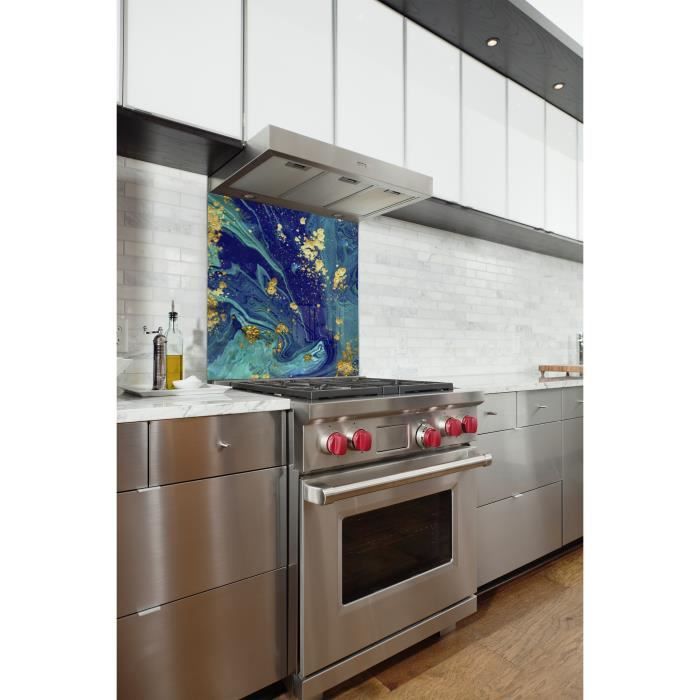 Fond de hotte "Marbre bleu abstrait"1