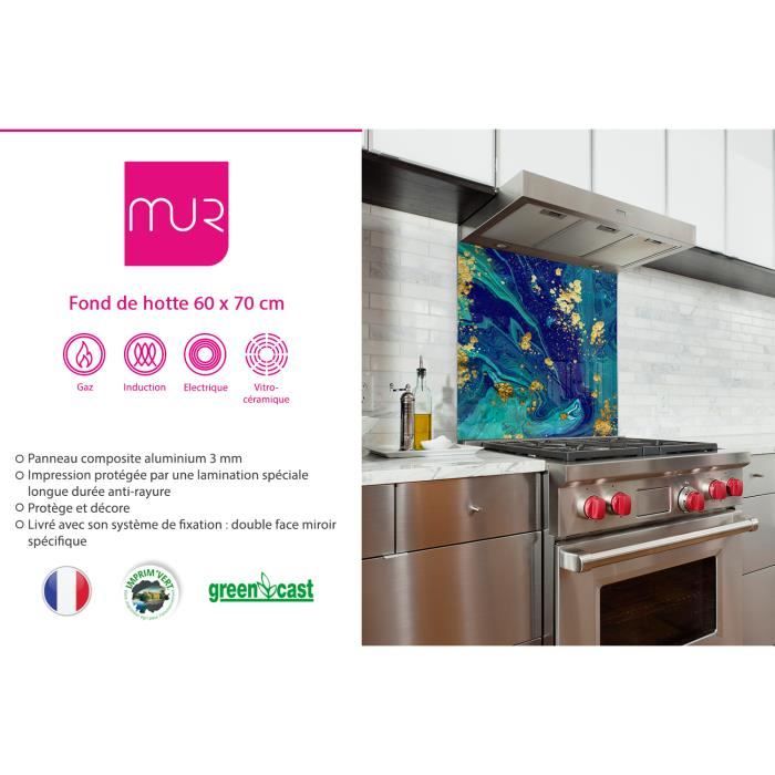 Fond de hotte "Marbre bleu abstrait"3