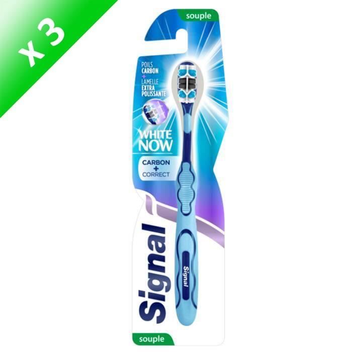 SIGNAL Brosses à dents White now Carbon correct - Souple - Avec perlite - Lot de 3