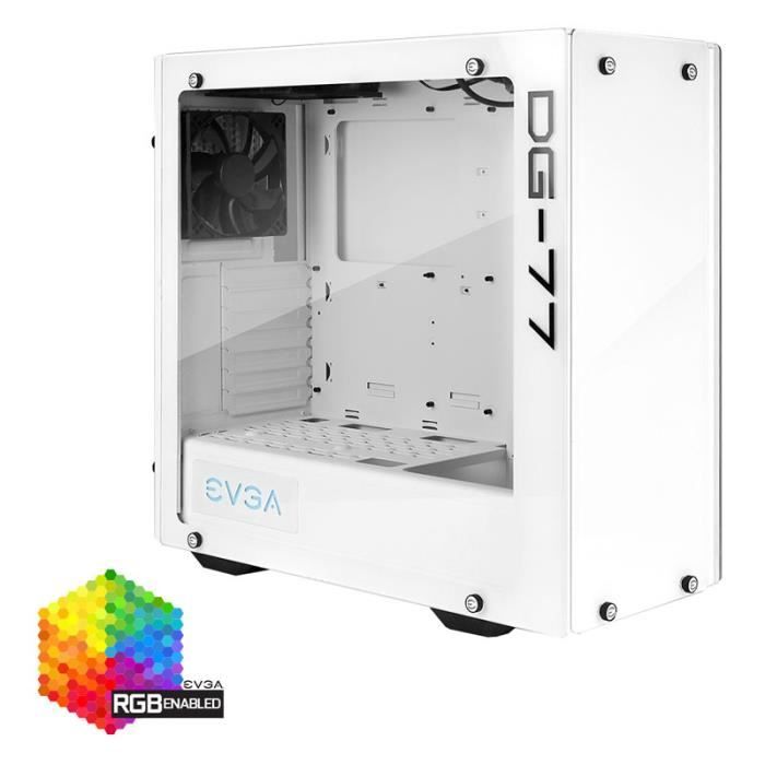 EVGA Boitier PC Gaming DG-77 - Blanc Alpin - Mid-Tower - 3 côtés en verre trempé - RGB LED - 176-W1-3542-KR
