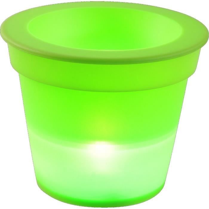 HOMEA Pot Lumineux En Plastique A Piles + 1Led O16*H13Cm Vert Anis