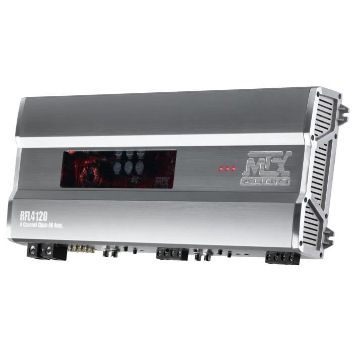 MTX RFL4120 Amplificateur Haut de Gamme 12V 4 Canaux Classe-AB 4x120W RMS en Aluminium