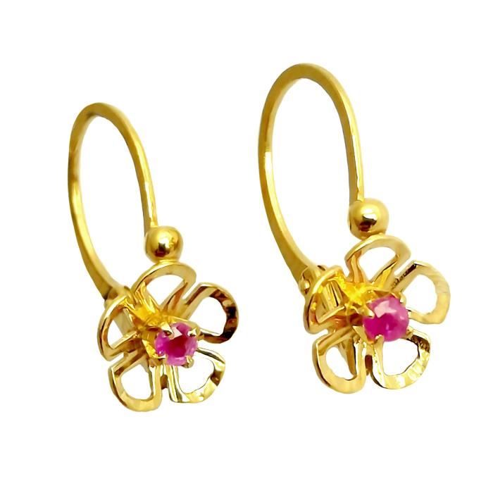 boucles d oreilles or dormeuse fleurs ajour 233 e rubis boucles d oreilles or dormeuse fleurs ajour 233 e rubis